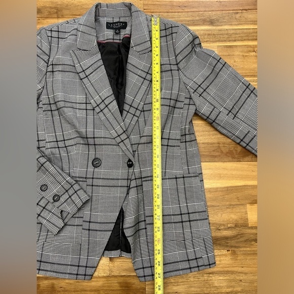 Laundry by Shelli Segal Professional Blazer Black and White Plaid Stretch Sz 10 - Picture 13 of 14